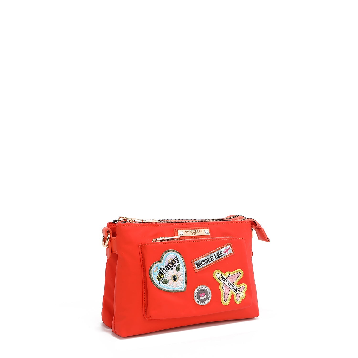 BOLSO CRUZADO ACORDEÓN CON PARCHES DE COLORES (Naranja)-3