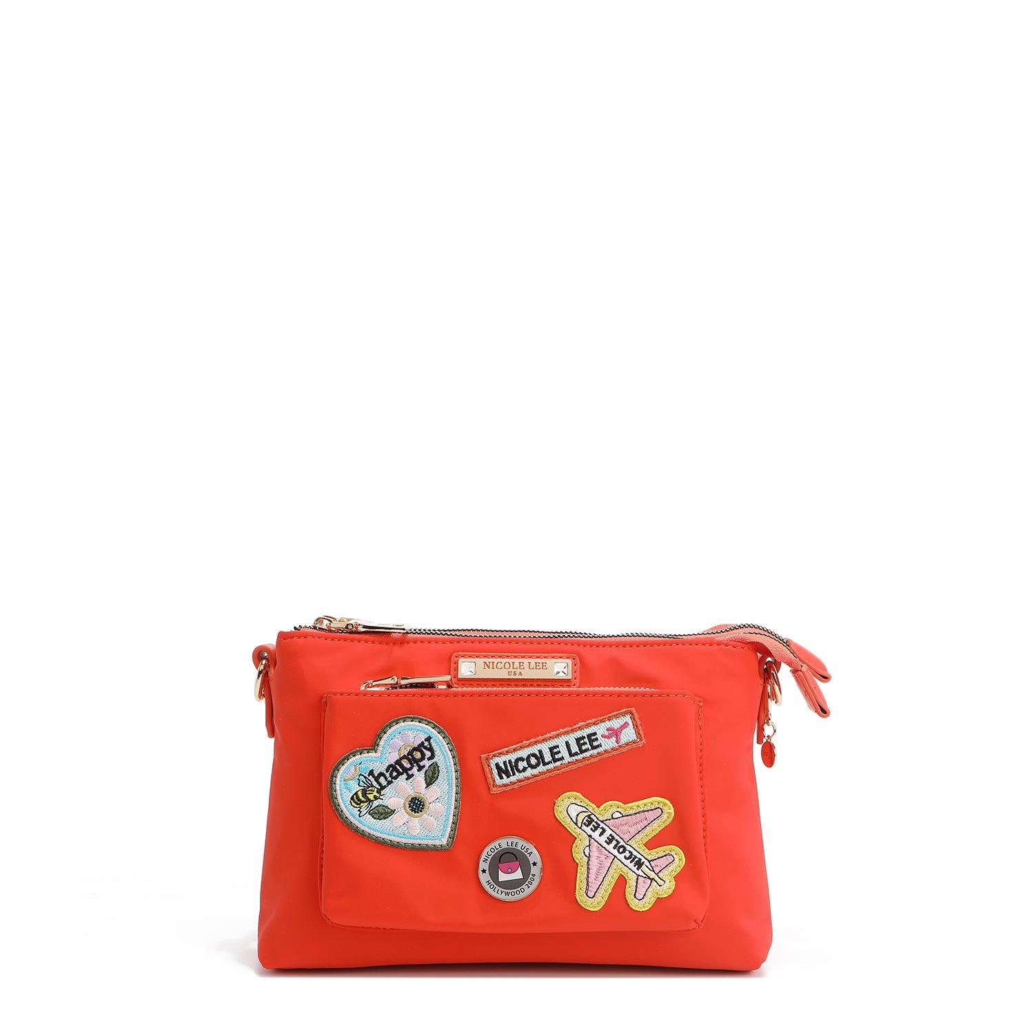 BOLSO CRUZADO ACORDEÓN CON PARCHES DE COLORES (Naranja)-2