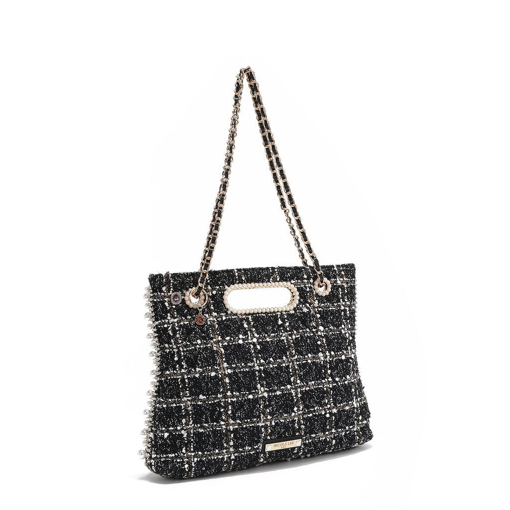 BOLSO CLUTCH ESTILO TWEED (NEGRO)-1