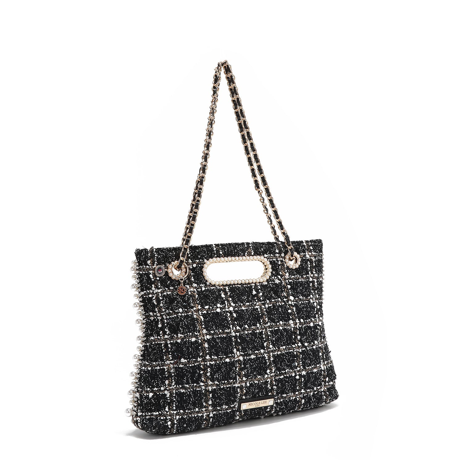BOLSO CLUTCH ESTILO TWEED (NEGRO)-1