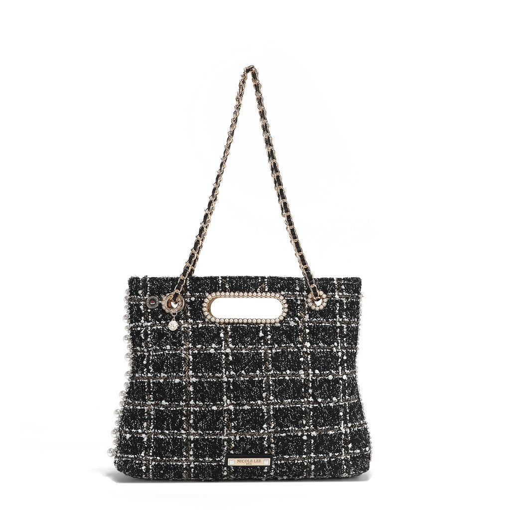 BOLSO CLUTCH ESTILO TWEED (NEGRO)-0