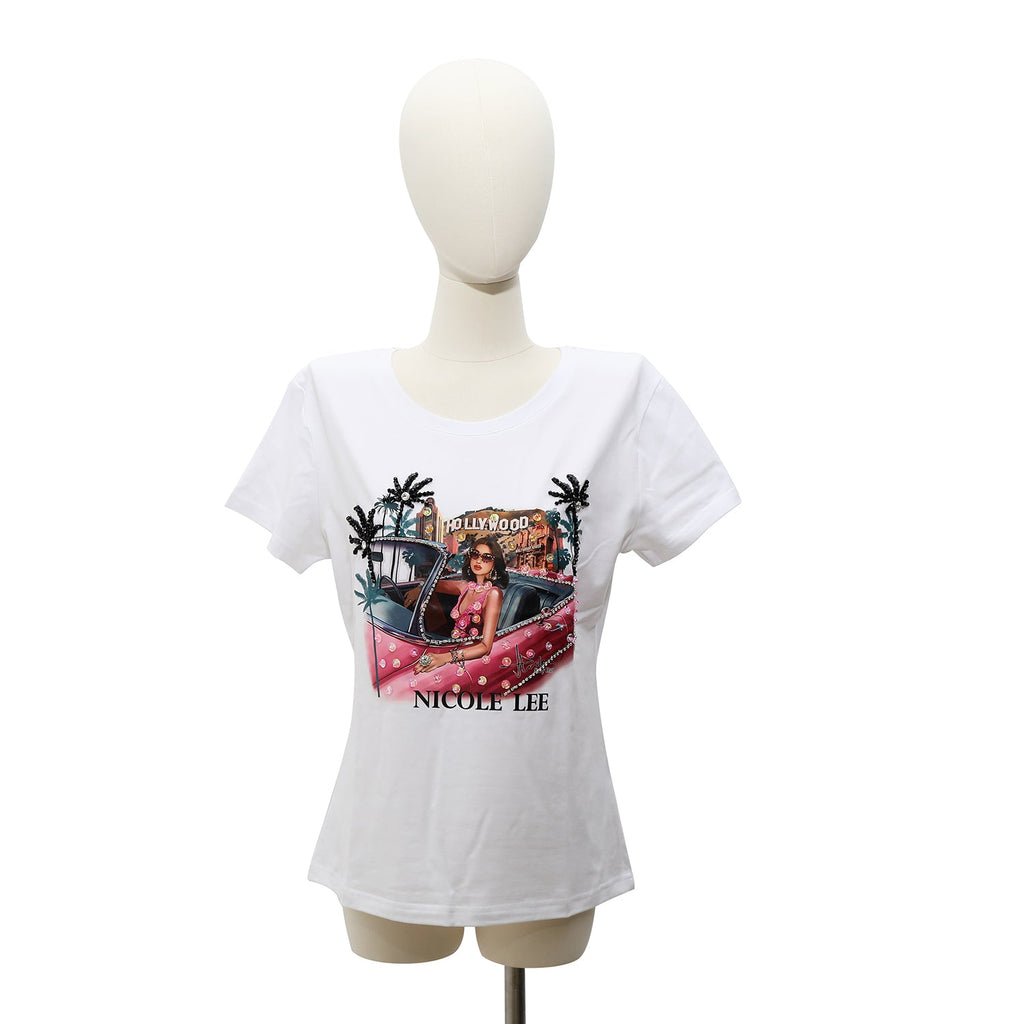 CAMISETA DE MODA NICOLE LEE CON BRILLOS (HOLLYWOOD DRIVE)-2