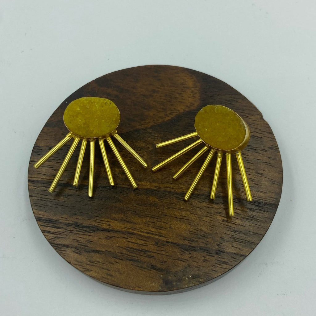 Pendientes SOL con cuarzo amarillo bañados en oro-0