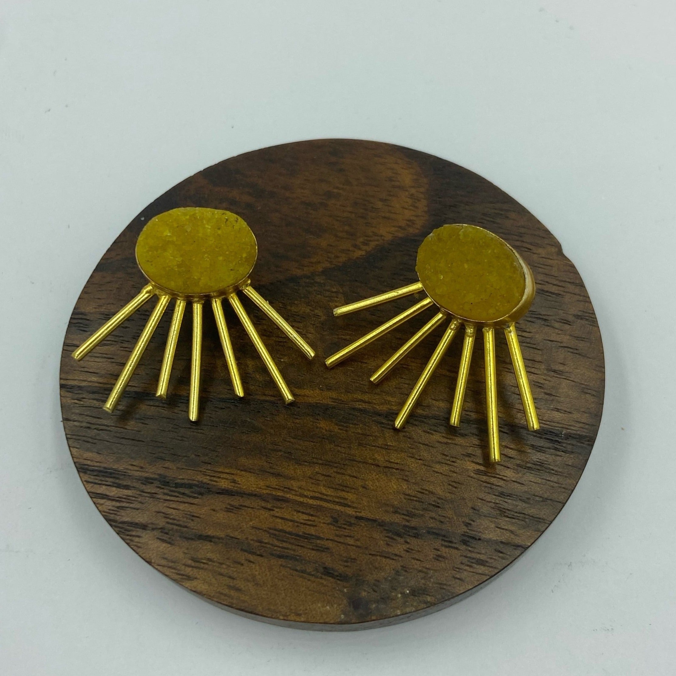 Pendientes SOL con cuarzo amarillo bañados en oro-0